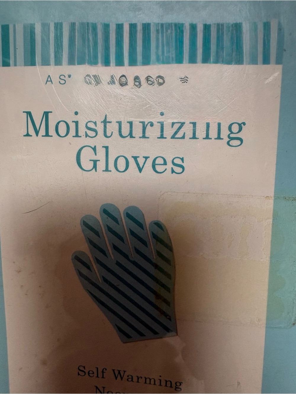 Moisturizing Overnight Gloves - Teal & White, deep moisturizing for chapped hand